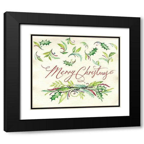 Merry Christmas Black Modern Wood Framed Art Print with Double Matting by P.S. Art