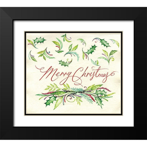 Merry Christmas Black Modern Wood Framed Art Print with Double Matting by P.S. Art