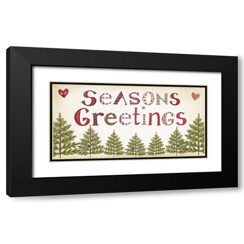 Seasons Greetings Black Modern Wood Framed Art Print with Double Matting by P.S. Art