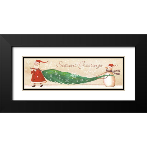 Seasons Greetings Black Modern Wood Framed Art Print with Double Matting by P.S. Art