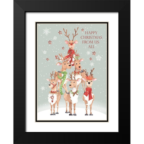 Happy Christmas Black Modern Wood Framed Art Print with Double Matting by P.S. Art