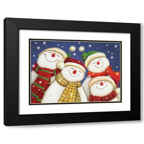 Snowman Friends II Black Modern Wood Framed Art Print with Double Matting by P.S. Art
