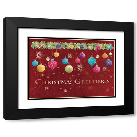 Christmas Greetings Black Modern Wood Framed Art Print with Double Matting by P.S. Art
