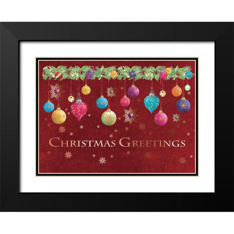 Christmas Greetings Black Modern Wood Framed Art Print with Double Matting by P.S. Art