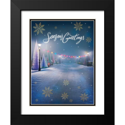 Seasons Greetings Black Modern Wood Framed Art Print with Double Matting by P.S. Art