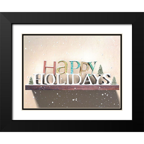Happy Holidays Black Modern Wood Framed Art Print with Double Matting by P.S. Art
