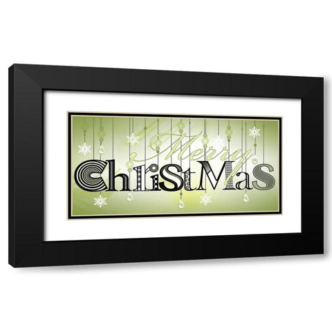 Merry Christmas Black Modern Wood Framed Art Print with Double Matting by P.S. Art