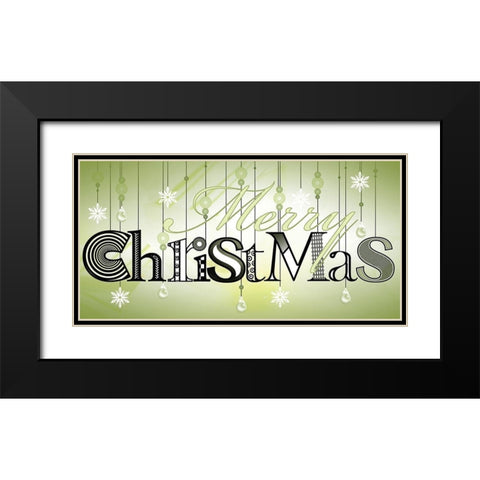 Merry Christmas Black Modern Wood Framed Art Print with Double Matting by P.S. Art