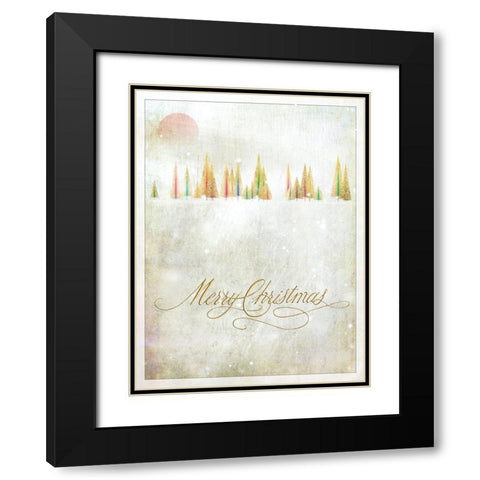 Merry Christmas Black Modern Wood Framed Art Print with Double Matting by P.S. Art