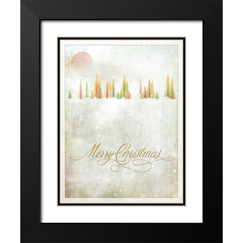 Merry Christmas Black Modern Wood Framed Art Print with Double Matting by P.S. Art