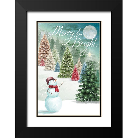 Merry and Bright Black Modern Wood Framed Art Print with Double Matting by P.S. Art