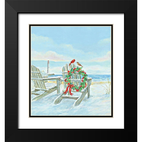 Coastal Christmas I Black Modern Wood Framed Art Print with Double Matting by P.S. Art