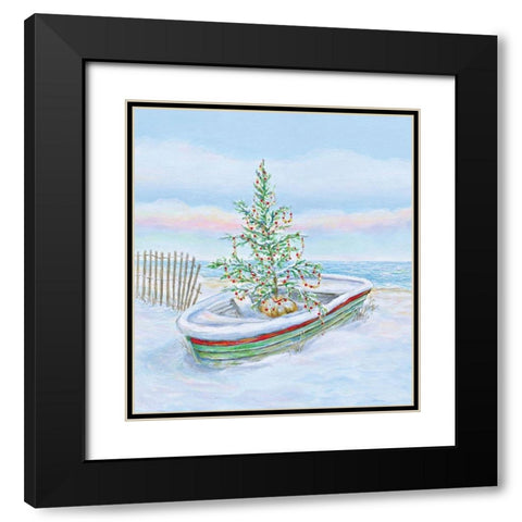 Coastal Christmas II Black Modern Wood Framed Art Print with Double Matting by P.S. Art