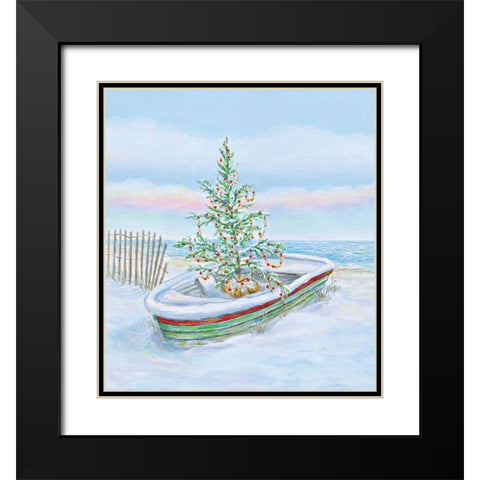 Coastal Christmas II Black Modern Wood Framed Art Print with Double Matting by P.S. Art