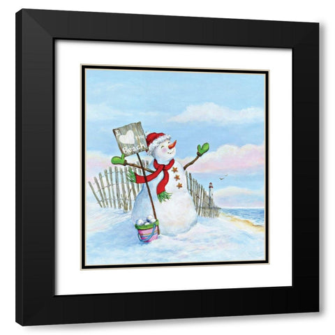 Coastal Christmas III Black Modern Wood Framed Art Print with Double Matting by P.S. Art
