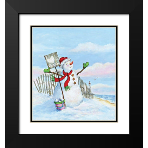 Coastal Christmas III Black Modern Wood Framed Art Print with Double Matting by P.S. Art