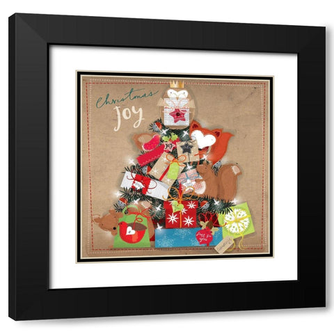 Christmas Joy Black Modern Wood Framed Art Print with Double Matting by P.S. Art