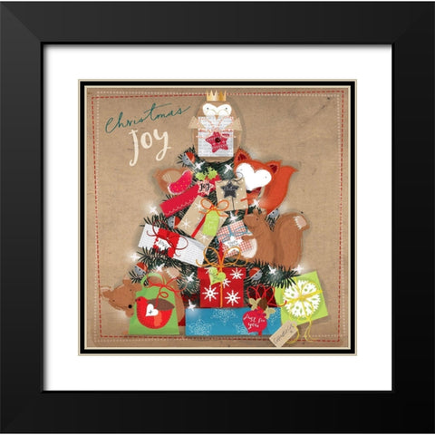 Christmas Joy Black Modern Wood Framed Art Print with Double Matting by P.S. Art