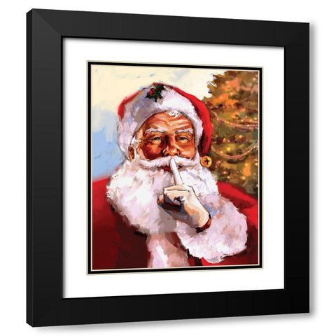 Santa Black Modern Wood Framed Art Print with Double Matting by P.S. Art