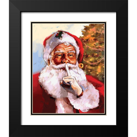 Santa Black Modern Wood Framed Art Print with Double Matting by P.S. Art
