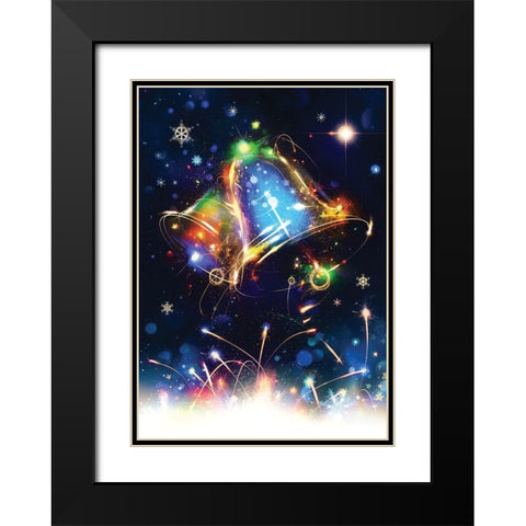 Jingle Bells Black Modern Wood Framed Art Print with Double Matting by P.S. Art