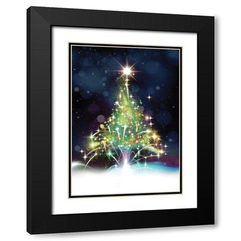 Oh Christmas Tree Black Modern Wood Framed Art Print with Double Matting by P.S. Art