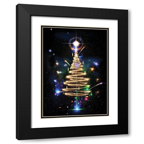 Oh Christmas Tree II Black Modern Wood Framed Art Print with Double Matting by P.S. Art