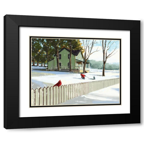 Snow Day Black Modern Wood Framed Art Print with Double Matting by P.S. Art