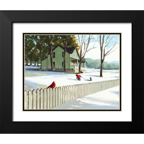Snow Day Black Modern Wood Framed Art Print with Double Matting by P.S. Art