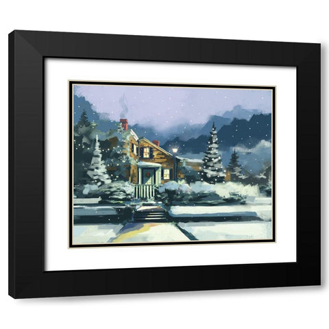 Holiday House Black Modern Wood Framed Art Print with Double Matting by P.S. Art
