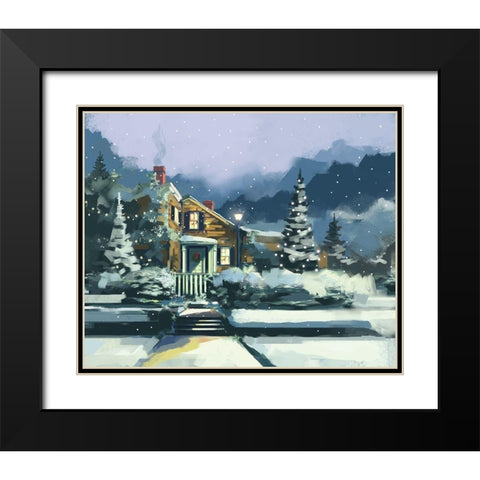 Holiday House Black Modern Wood Framed Art Print with Double Matting by P.S. Art
