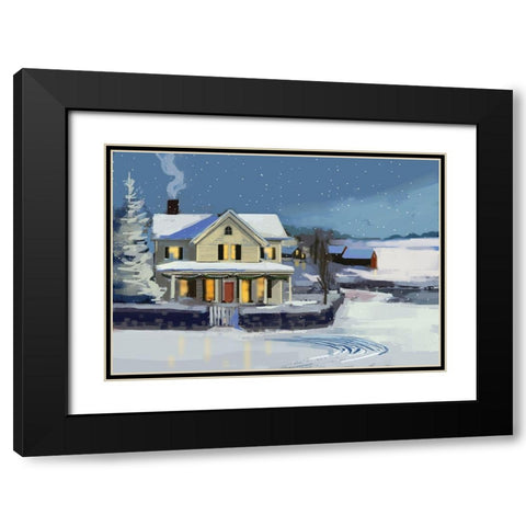 Holiday House II Black Modern Wood Framed Art Print with Double Matting by P.S. Art