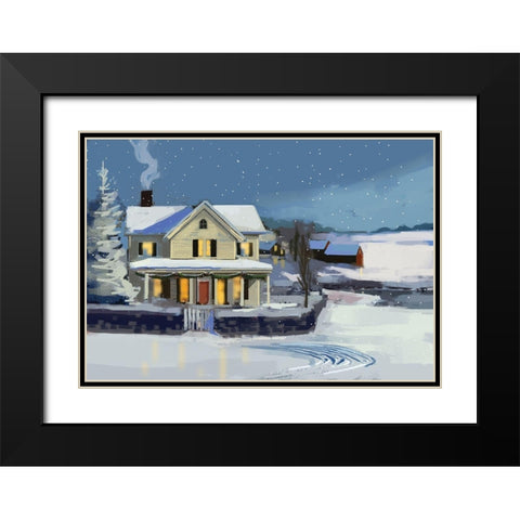 Holiday House II Black Modern Wood Framed Art Print with Double Matting by P.S. Art