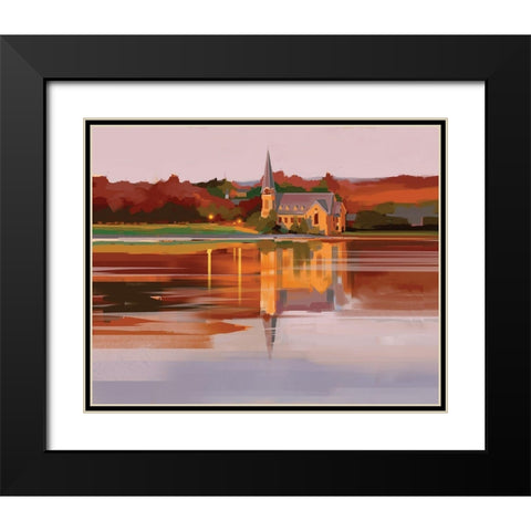 Church at Sunset Black Modern Wood Framed Art Print with Double Matting by P.S. Art