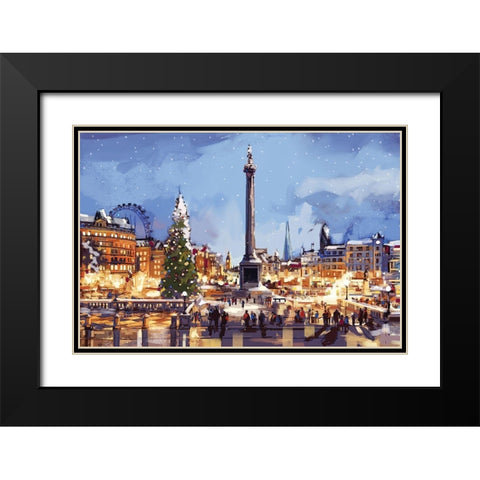 Cityscape Black Modern Wood Framed Art Print with Double Matting by P.S. Art