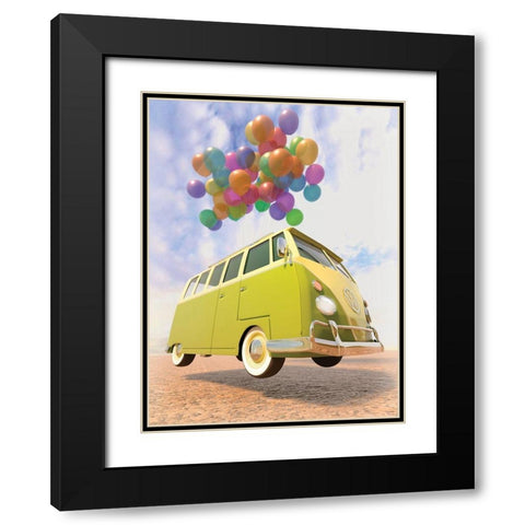 Bus Black Modern Wood Framed Art Print with Double Matting by P.S. Art