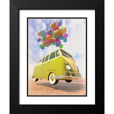 Bus Black Modern Wood Framed Art Print with Double Matting by P.S. Art