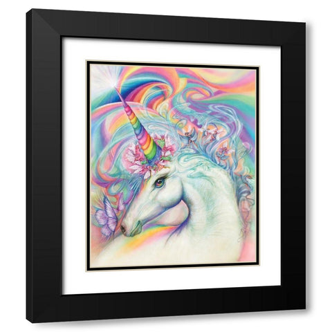 Unicorn Black Modern Wood Framed Art Print with Double Matting by P.S. Art