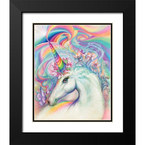 Unicorn Black Modern Wood Framed Art Print with Double Matting by P.S. Art