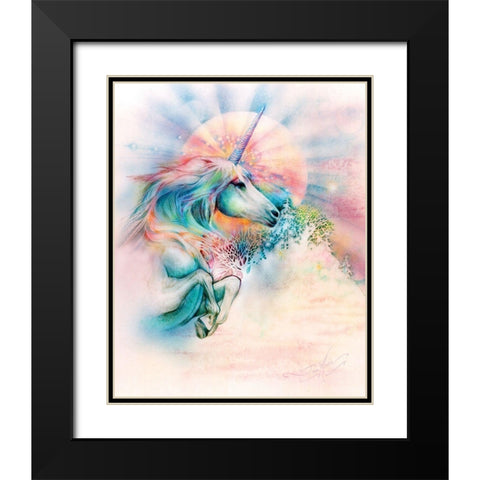 Unicorn Bright Black Modern Wood Framed Art Print with Double Matting by P.S. Art