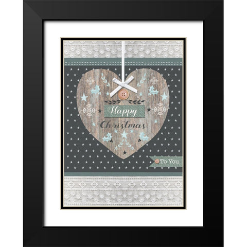 Happy Christmas Black Modern Wood Framed Art Print with Double Matting by P.S. Art