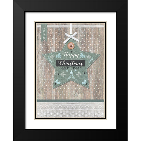 Happy Christmas Black Modern Wood Framed Art Print with Double Matting by P.S. Art