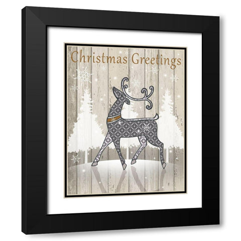 Christmas Greetings Black Modern Wood Framed Art Print with Double Matting by P.S. Art