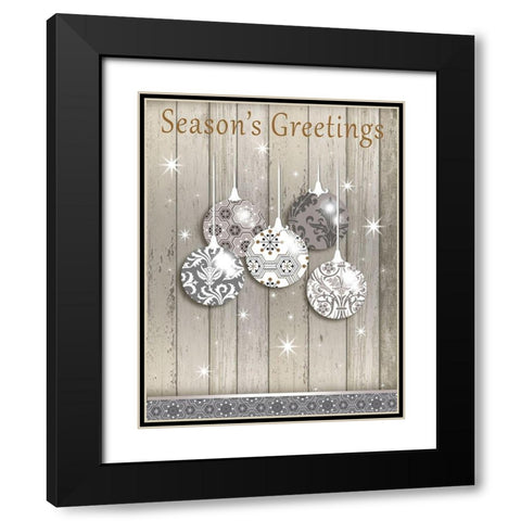 Seasons Greetings Black Modern Wood Framed Art Print with Double Matting by P.S. Art