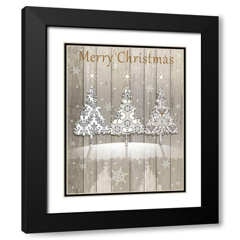Merry Christmas Black Modern Wood Framed Art Print with Double Matting by P.S. Art
