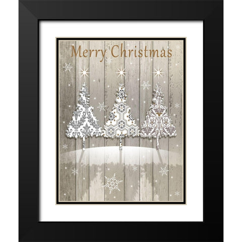 Merry Christmas Black Modern Wood Framed Art Print with Double Matting by P.S. Art