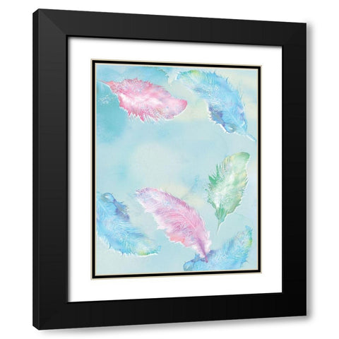 Feathers Black Modern Wood Framed Art Print with Double Matting by P.S. Art