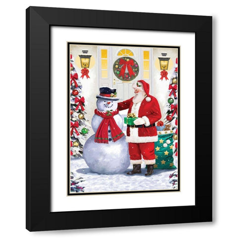 Santa and Friend Black Modern Wood Framed Art Print with Double Matting by P.S. Art