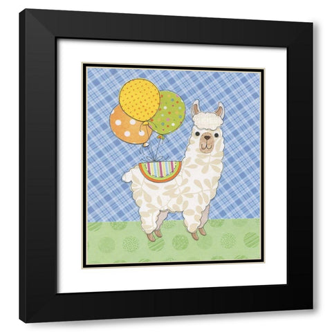 Llama Fun Black Modern Wood Framed Art Print with Double Matting by P.S. Art