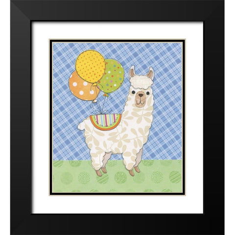 Llama Fun Black Modern Wood Framed Art Print with Double Matting by P.S. Art